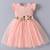 Peach floral embellished knit & tulle fit & flare kids dress