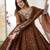 Brown Color Embroidery Rainbow Sequence With Moti Work  Faux Georgette Gown Set