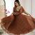 Brown Color Embroidery Rainbow Sequence With Moti Work  Faux Georgette Gown Set