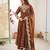 Brown Color Embroidery Rainbow Sequence With Moti Work  Faux Georgette Gown Set