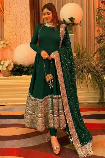New trendy stylish codding sequence work  gown set
