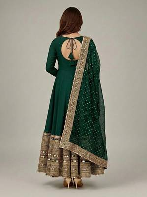 Green Color codding sequence work gown set 3