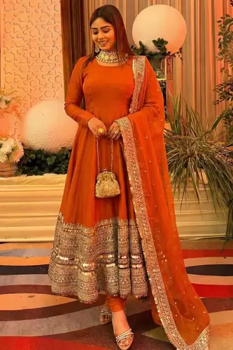 New trendy stylish codding sequence work  gown set