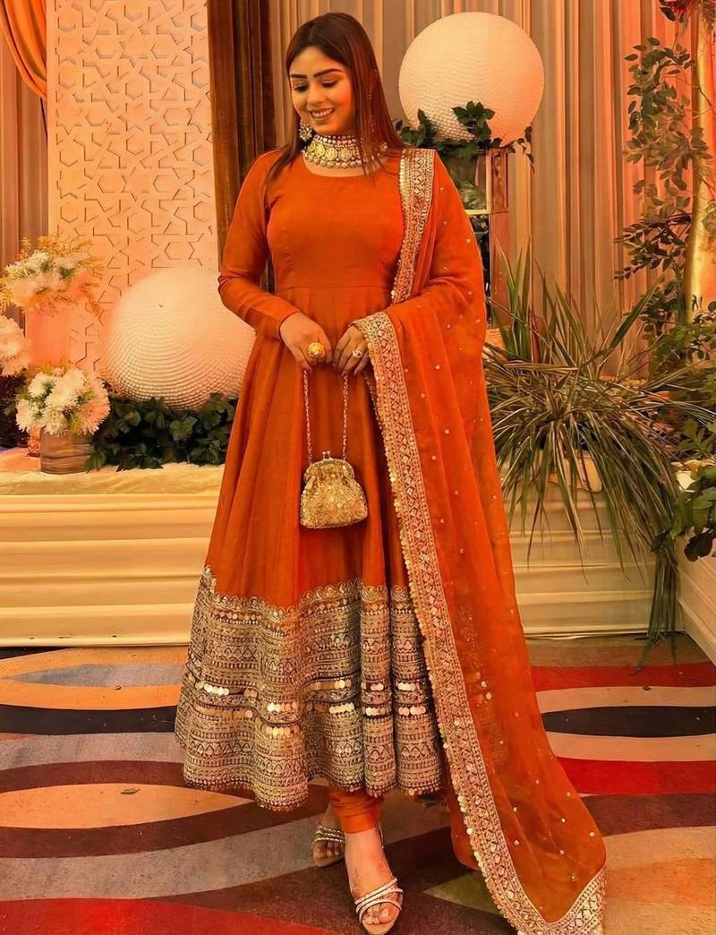 New trendy stylish codding sequence work  gown set
