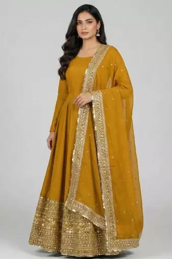 New trendy stylish codding sequence work  gown set