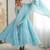 Sky Blue Color Embroidery Rainbow Sequence With Moti Work  Faux Georgette Gown Set