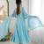 Sky Blue Color Embroidery Rainbow Sequence With Moti Work  Faux Georgette Gown Set