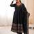Black Color Embroidery Sequence Work Roman Silk Gown Set