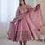 Light Pink Color Embroidery Sequence Work Roman Silk Gown Set