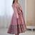 Light Pink Color Embroidery Sequence Work Roman Silk Gown Set