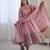 Light Pink Color Embroidery Sequence Work Roman Silk Gown Set