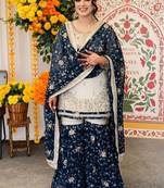 Navy blue sharara set
