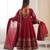 Maroon Color Embroidery Sequence Work Roman Silk Gown Set