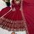 Maroon Color Embroidery Sequence Work Roman Silk Gown Set