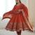 Orange Color Embroidery Sequence Work Roman Silk Gown Set