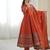 Orange Color Embroidery Sequence Work Roman Silk Gown Set