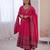 Rani Pink Color Embroidery Sequence Work Roman Silk Gown Set
