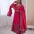 Rani Pink Color Embroidery Sequence Work Roman Silk Gown Set