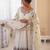 White Color Embroidery Sequence Work Roman Silk Gown Set