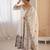 White Color Embroidery Sequence Work Roman Silk Gown Set
