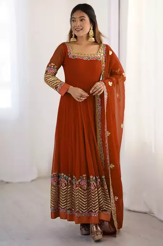 Rustt Heavy Georgette Anarkali Set with Multi-Thread Sequence Work