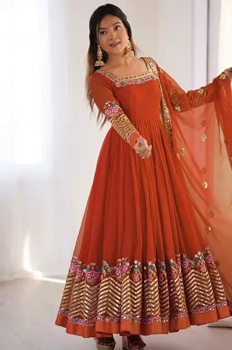 Rustt Heavy Georgette Anarkali Set with Multi-Thread Sequence Work