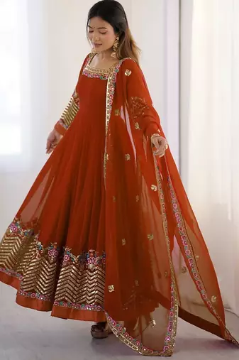 Rustt Heavy Georgette Anarkali Set with Multi-Thread Sequence Work