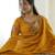 Yellow Color Embroidery Sequence Work Roman Silk Gown Set