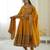 Yellow Color Embroidery Sequence Work Roman Silk Gown Set
