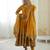 Yellow Color Embroidery Sequence Work Roman Silk Gown Set