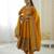 Yellow Color Embroidery Sequence Work Roman Silk Gown Set