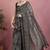women's geometric print cotton blend saree -black