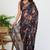 women's floral print chiffon saree -wine