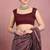 women's geometric print cotton blend saree -maroon