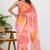 women's floral print georgette saree -peach