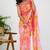 women's floral print georgette saree -peach