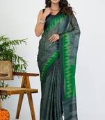 women's geometric print chiffon saree -grey