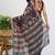 women's floral print chiffon saree -wine