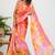 women's floral print georgette saree -peach