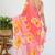 women's floral print georgette saree -peach