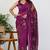women's floral print silk blend saree -magenta