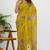 women's floral print georgette saree -yellow