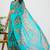 women's geometric print georgette saree -turquoise