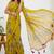 women's floral print georgette saree -yellow