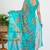 women's geometric print georgette saree -turquoise