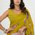 women's floral print georgette saree -yellow