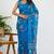 women's floral print georgette saree -blue