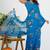 women's floral print georgette saree -blue