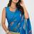 women's floral print georgette saree -blue