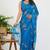 women's floral print georgette saree -blue